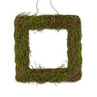 faux moss and wicker square frame medium