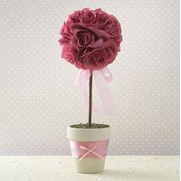 Fabric Petal Wedding Topiary Tree - Rose Petal Pink