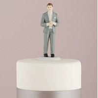Fashionable Bride And Groom Mix & Match Cake Toppers - Fashionable Groom in Grey Tux Cake Topper