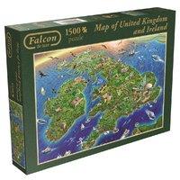 Falcon De Luxe - Map Of Great Britain And Ireland 1500 Piece Jigsaw Puzzle