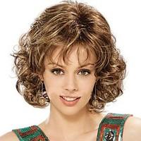 Fashion Lady Short Brown Blonde Mixed Curly Cosplay Full Wigs