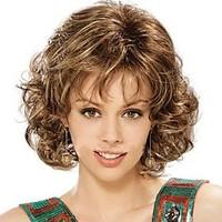 fashion lady short brown blonde mixed curly cosplay full wigs