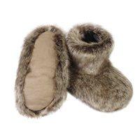 FAUX FUR SLIPPER BOOTS in Truffle