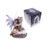 Fantasy Snow Fairy and Wolf Figurine