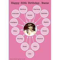 Fabulous, Stylish, Charming | Photo 50th Birthday Card