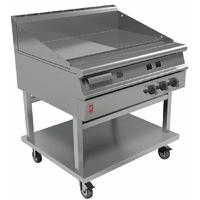 falcon dominator plus 900mm wide half ribbed griddle on mobile stand l ...