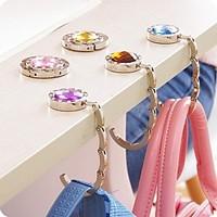 Fashion Rhinestone Bag Keeper Folded Purse Bag Holder Metal Hangbag Hook(Random Color)