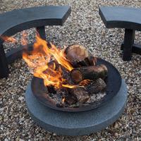 fallen fruits firebowl with round granite base