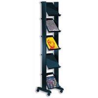 fast paper 1 sided mobile literature display with 5 shelves black