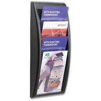 Fast Paper Wall-Mounted Literature Holder with 4 x A4 Pockets (Black)