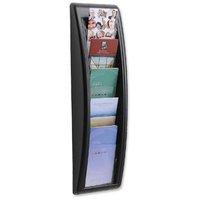 Fast Paper Wall-Mounted Literature Holder with 5 Pockets (Black)