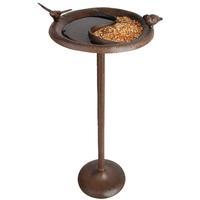 fallen fruits bird bath and feeder on pole