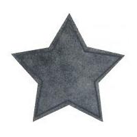 Faded Denim Star Iron On Patches Grey