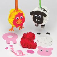 Farm Animal Pom Pom Decoration Kits (Pack of 3)