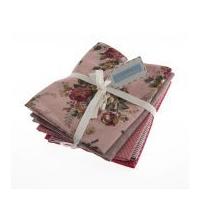 fat quarter cotton linen fabric bundle rosy