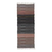 Fairtrade Wool & Cotton Woven Runner Rug - Grey and Orange - 80 x 200cm