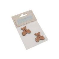 Fabric Covered Wooden Buttons Teddy