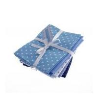 Fat Quarter Cotton & Linen Fabric Bundle Blue