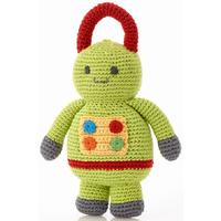 Fairtrade Robot Baby Toy Rattle - Lime Green
