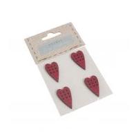 Fabric Covered Wooden Buttons Hearts