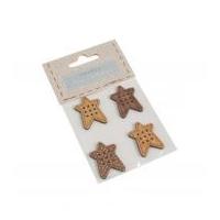 Fabric Covered Wooden Buttons Stars