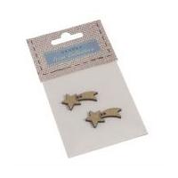 Fabric Covered Wooden Buttons Shooting Stars