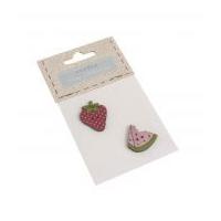 Fabric Covered Wooden Buttons Fruit