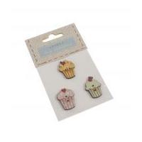 Fabric Covered Wooden Buttons Cupcakes