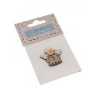 Fabric Covered Wooden Buttons Angel