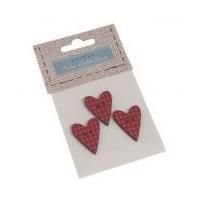 Fabric Covered Wooden Buttons Hearts