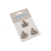 Fabric Covered Wooden Buttons Boat