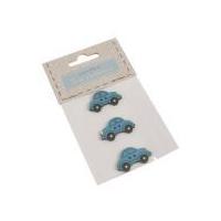 Fabric Covered Wooden Buttons Car