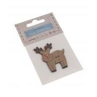 fabric covered wooden buttons large reindeer