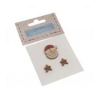 Fabric Covered Wooden Buttons Snowman With Stars