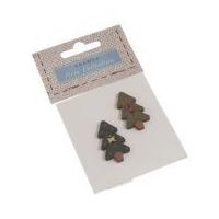 fabric covered wooden buttons christmas trees