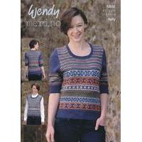 fairisle tank top short sleeve sweater in wendy merino 4ply 5806