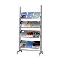 Fast Paper 1-Sided Mobile Literature Display with 4 Metal Shelves