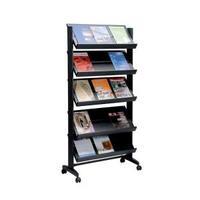 fast paper single sided mobile literature display with 5 shelves black