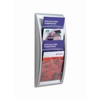 Fast Paper Wall-Mounted Literature Holder with 4 x A4 Pockets Silver