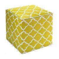 FAB HAB TANGIER OUTDOOR CUBE POUFFE in Celery & White