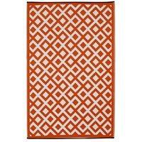 fab hab marina outdoor rug in cherry tomato white large