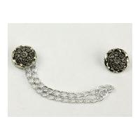 Fancy Cloak Chain Button Clothing Fastener Silver