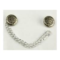 Fancy Cloak Chain Button Clothing Fastener Old Silver