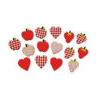 fabric covered wooden embellishments red