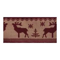 fair isle deer christmas print ribbon