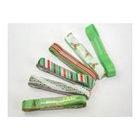 Fantasia Colour Co-ordinating Ribbon Bundles Christmas Green