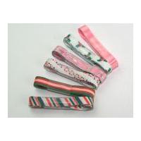 Fantasia Colour Co-ordinating Ribbon Bundles Pink Christmas