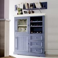 Falcon Wine Highboard In Pine Wood Blue And White