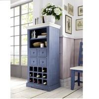 Falcon Wine Display Cabinet In Pine Wood Blue And White