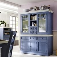Falcon Display Cabinet In Pine Wood Blue And White